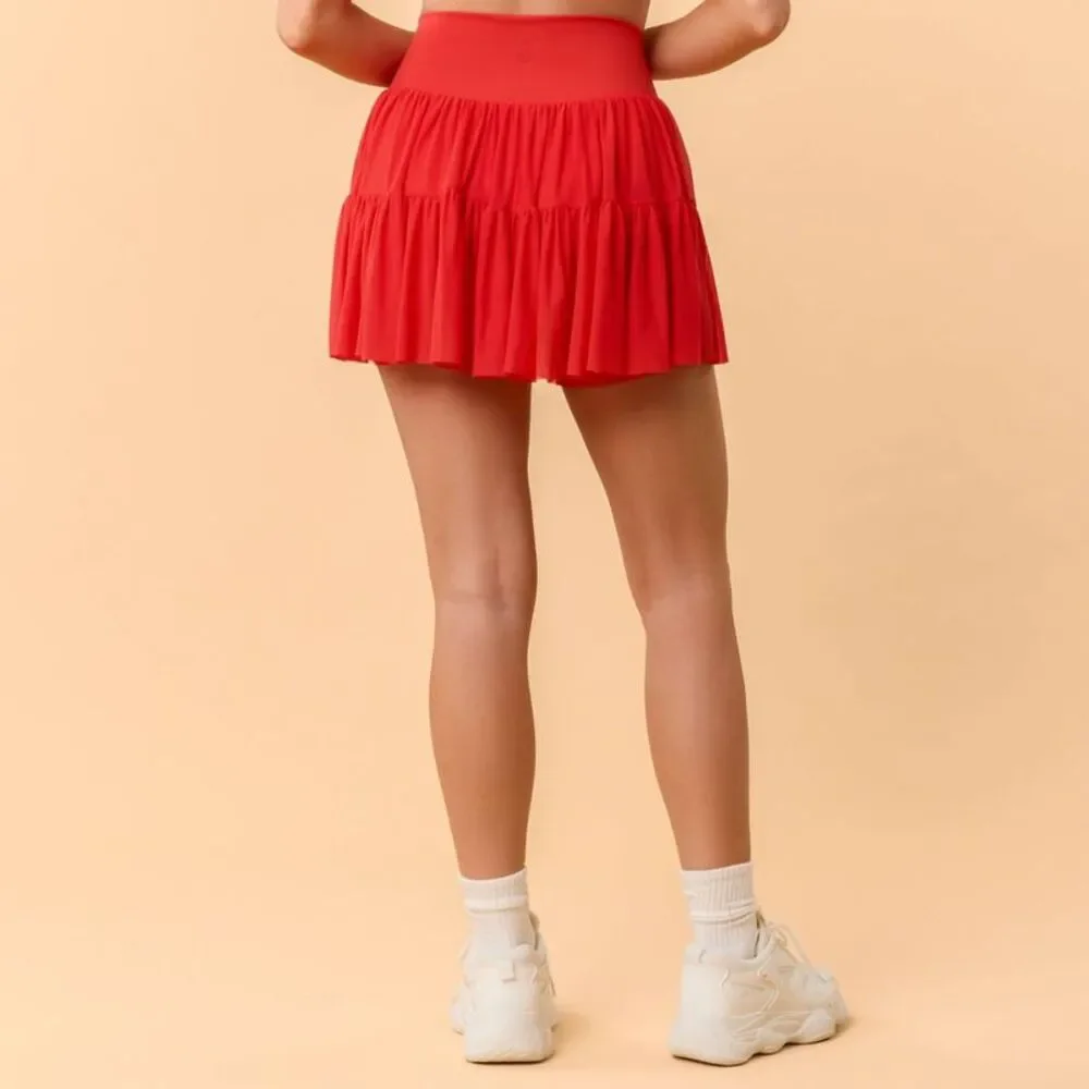 Blogilates Women's Red Tiered Active Skort - Picture 2 of 4